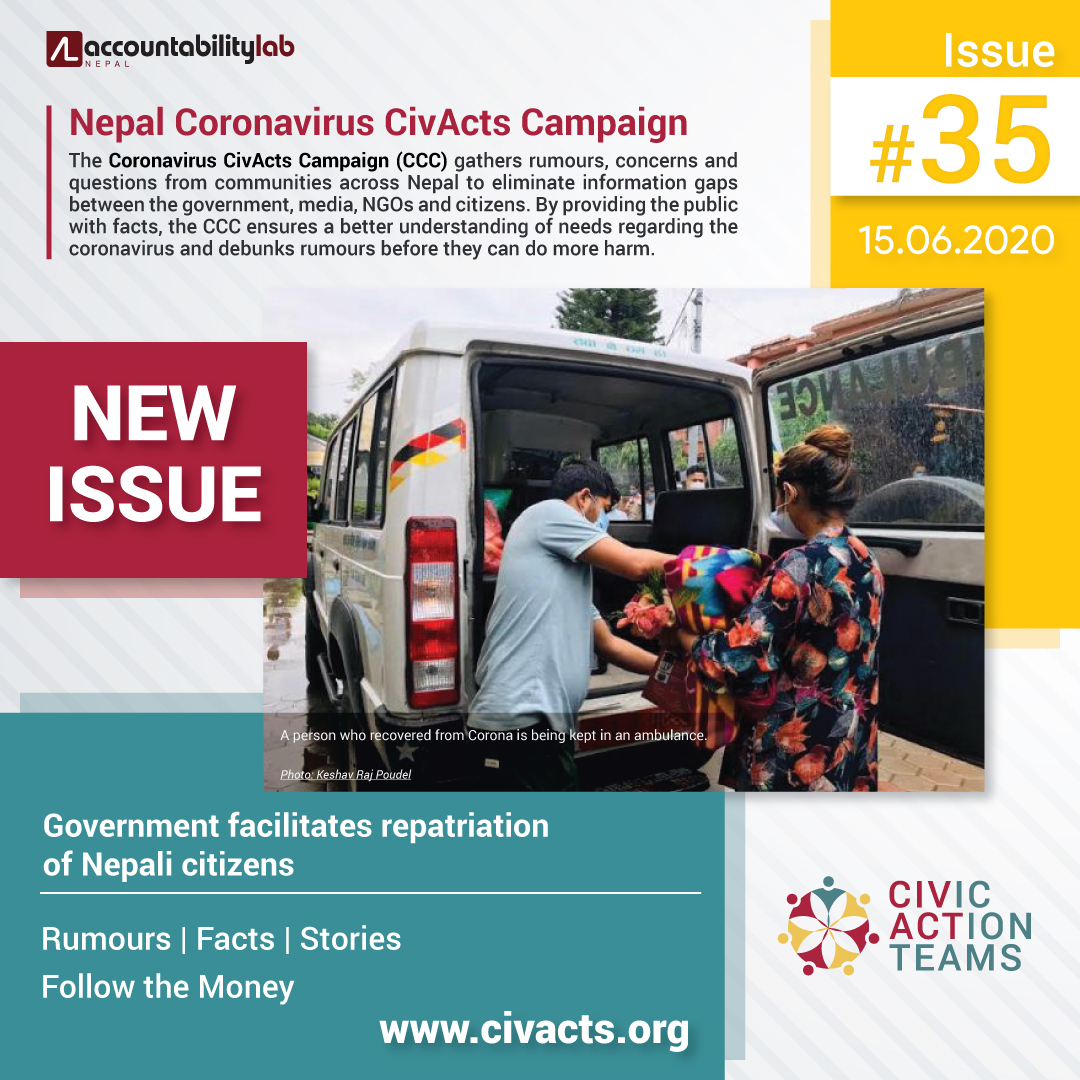 CivActs's tweet photo. Read the latest edition of Nepal Coronavirus CivActs Campaign bulletin #issue35. Link: https://t.co/0m0wEmv3kH #civacts #Bulletin #COVID19 https://t.co/0wy9RQldVd