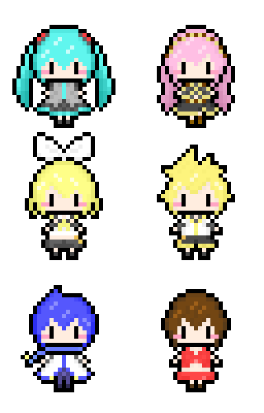 小梅64 ボーカロイド全6人のドット絵出来ました T Co Mjef471xbq Twitter