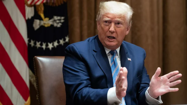 thehill's tweet photo. Trump on coronavirus: "If we stop testing right now, we'd have very few cases, if any" https://t.co/Gg6D9qRMyV https://t.co/X9cWhREpzF