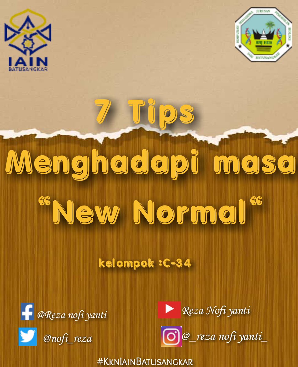 nofi_reza's tweet photo. Assalamualaikum Semua 🔊😉
Poster ke -3 Reza ini tentang Tips cara menghadapi New Normal. Jangan lupa tinggalkan jejak komentar nya yah, dan bantu untuk like dan sharenya, karena bagi setiap umat membantu umatnya itu merupakan sedekah.  Terimakasih 
#KknIainBatusangkar2020
#kkn https://t.co/aDiF5PYipv