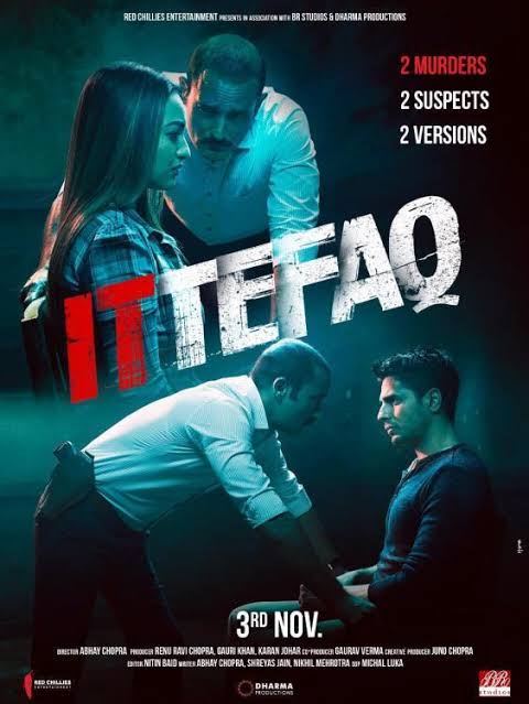 83. ITTEFAQ (2017)  @NetflixIndiaI havent seen the old one, but this one's plot is pretty engaging. @SidMalhotra &  @sonakshisinha are good.  @AkshayeOfficial is terrific.Guessing the killer was pretty easy.The big reveal wasnt that big,but effective. A decent watch. Rating- 7/10