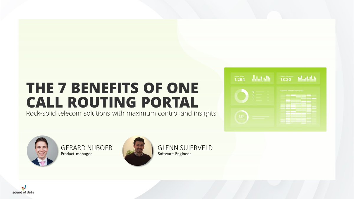 Don't forget to sign up for our upcoming #webinars! <a href="/GNijboer/">Gerard Nijboer</a> and Glenn Suierveld will discuss the 7 benefits of using 1 call routing portal to get more insight into your (international) #customerservice #calldata and benefit from that knowledge.

Sign up: ow.ly/clTw50A8ReR