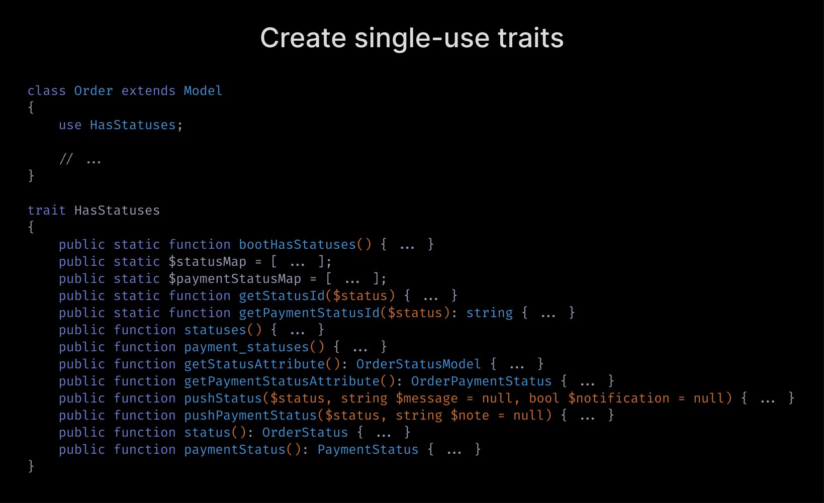 Create single-use traits