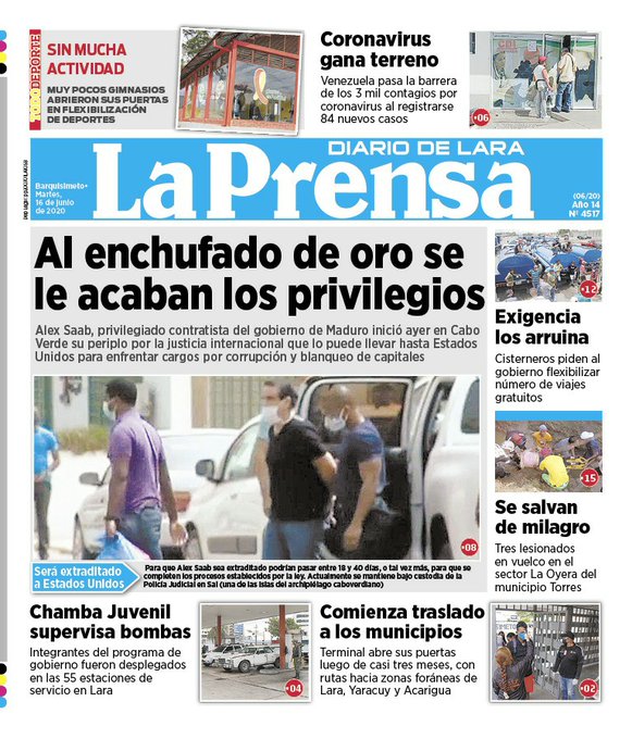 Primera Página de La Prensa de Lara