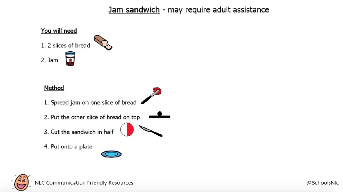 NickiLcr's tweet photo. Its #tuesdaychefday!
Here's a great visual from @SchoolsNlc to help you make your lunch and to build #independence & #lifeskills.
Can you follow the recipe by yourself?
#AutismAwareness #Cooking #stayhomehavefun
@MrsMonaghanADHT @LangfauldsPS https://t.co/hyeamKPnAG
