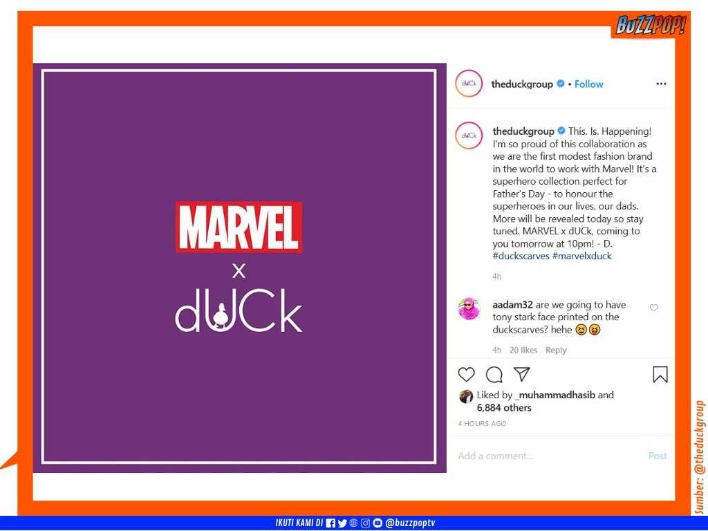 buzzpoptv's tweet image. #TriviaFilem - Tahukah anda bahawa sempena Hari Bapa tahun ini, @ThedUCkGroup dan @Marvel berkolaborasi untuk menghasilkan sebuah produk eksklusif dUCk edisi terhad?

Apakah produk itu? Nantikan pendedahan rasmi dUCk pada hari Rabu, 17 Jun 2020, 10:00pm nanti!

#marvelxduck