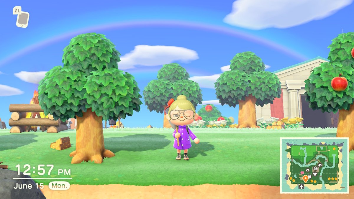 holfish's tweet image. Saw an in-game rainbow (&amp;amp; cleaned up for a photo), then went outside to see the same rainbow IRL #AnimalCrossing #ACNH #artimitatinglife