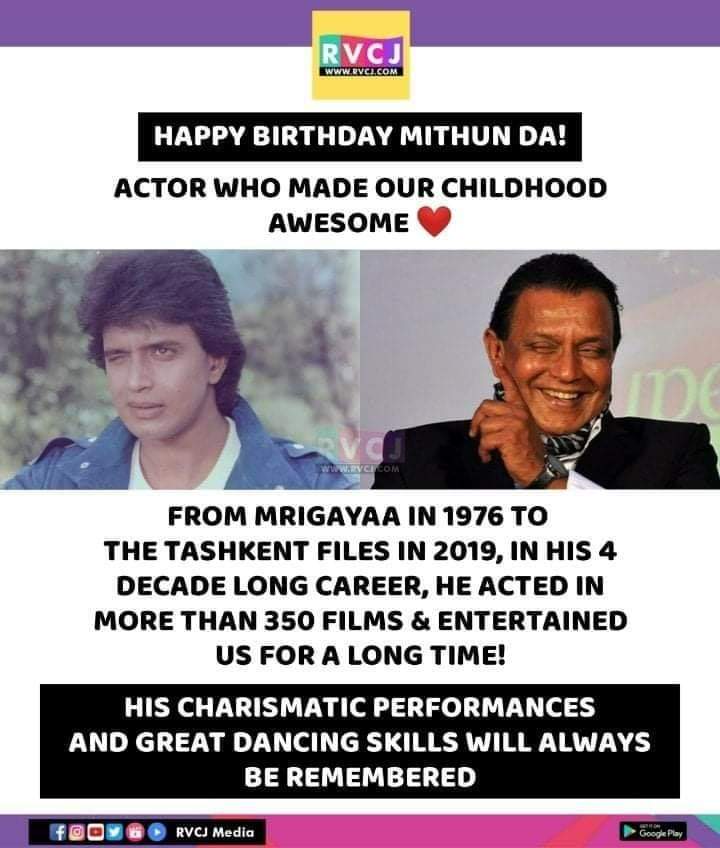 Happy Birthday Mithun Da!❤️
 #mithun #actor #HappyBirthdayMithunChakraborty #movies #Bollywood #rvcjmovies