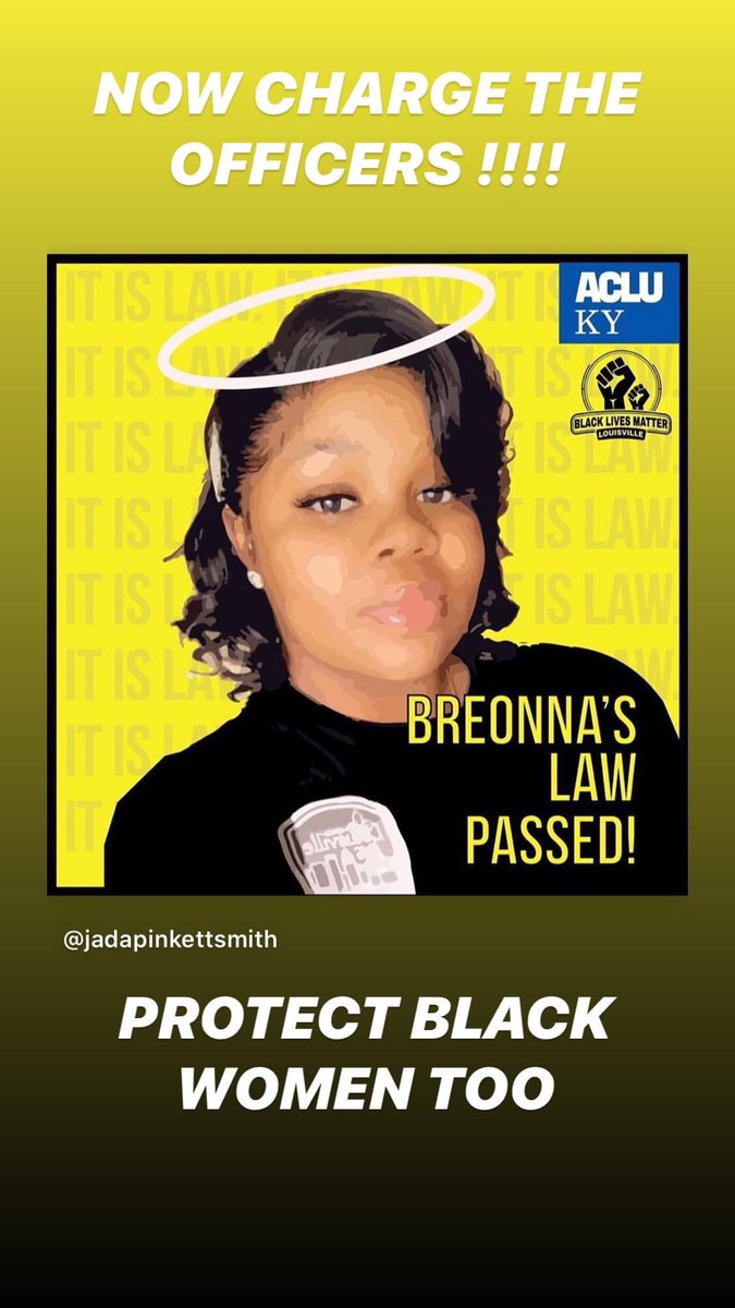 “NOW CHARGE THE OFFICERS !!!!” #BreonnaTaylor  #SayHerName “PROTECT BLACK WOMEN TOO”| via  @candicepatton instagram story Shared 6.12.2020