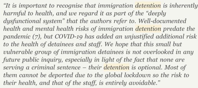 Detaining innocent people indefinitely during a coronavirus pandemic is particularly abhorrent bmj.com/content/369/bm… #detentioncentres #humanrights #enddetentionnow #asylum #immigration #UK