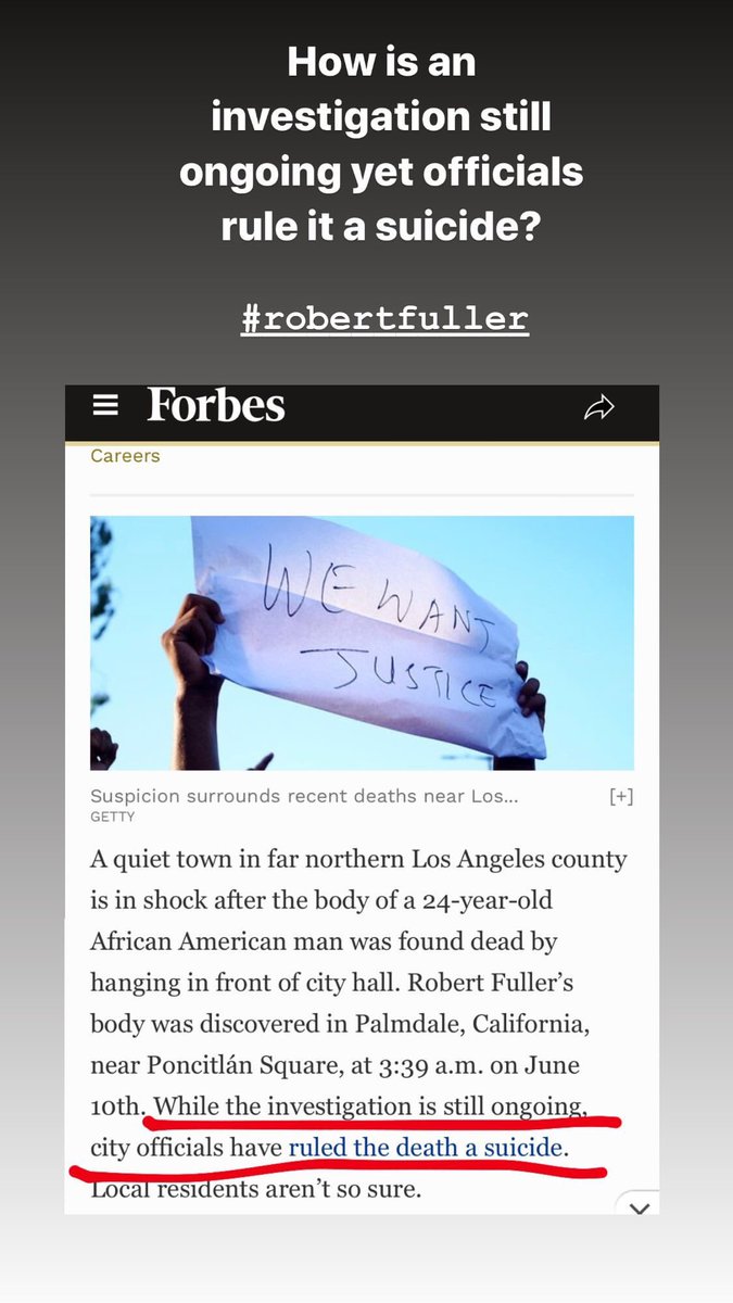 “How is an investigation still ongoing yet officials rule it a suicide?”  #RobertFuller | via  @candicepatton instagram story