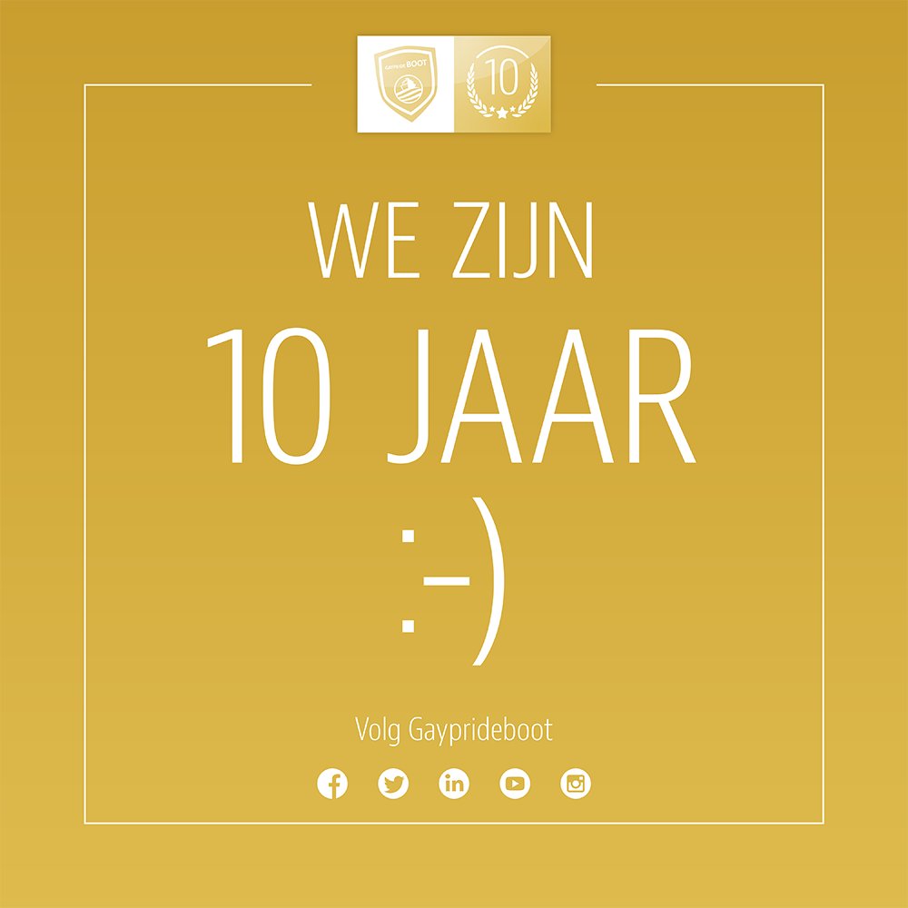 GaypridebootNL's tweet photo. Een bijzonder jaar om jarig te zijn... #gayprideboot #buildingtolerance #10years #10yearsgpb #birthday #anniversary #jubileum #doubleparty #amsterdam #party #rainbow #canalparade #amsterdamgaypride #pride #amsterdampride #prideamsterdam https://t.co/vVhp0fcwCR