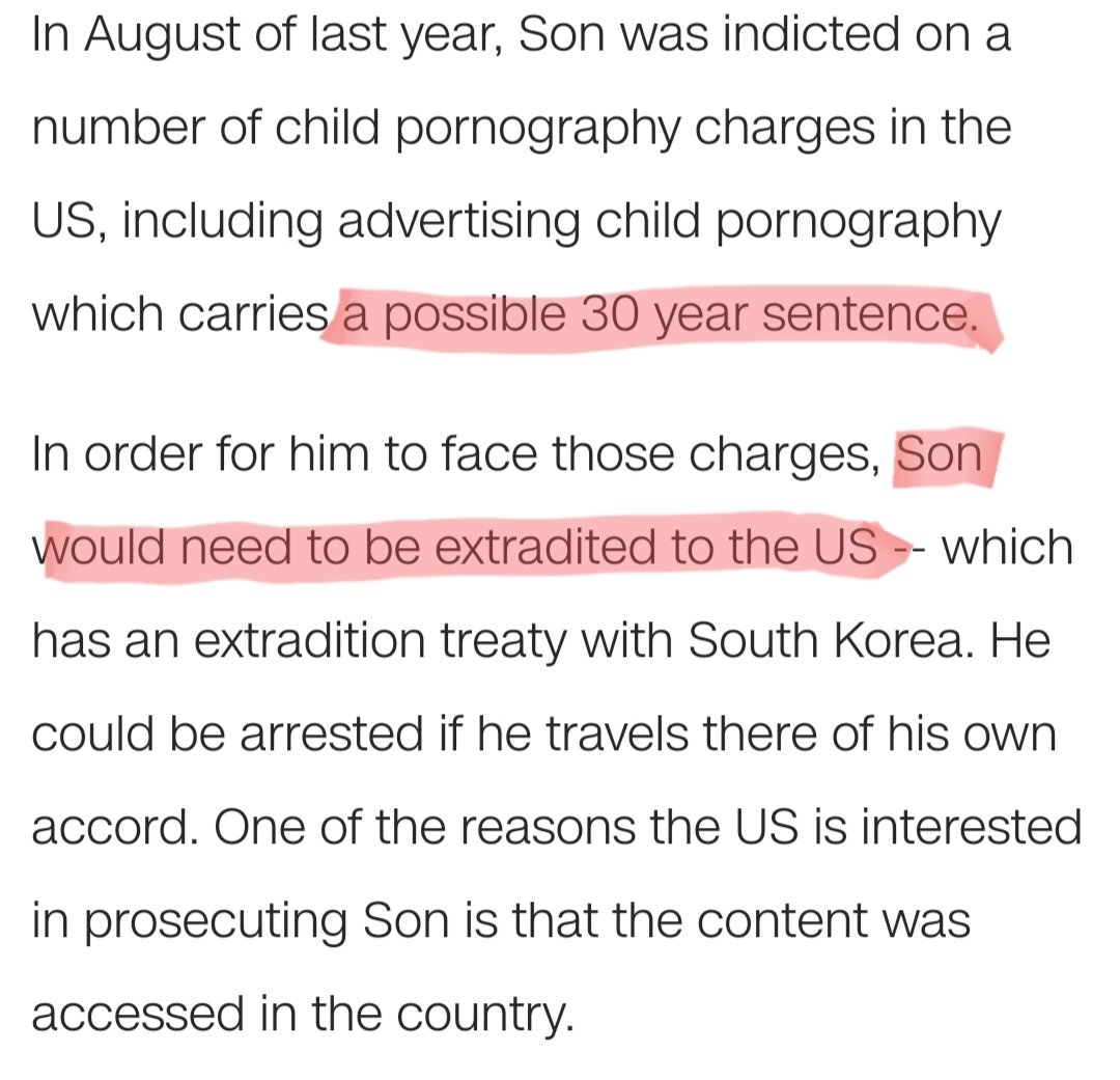 한국 기레기들이 보도를 안해서 CNN뒤졌다. 손정우 미국 보내야하는 이유 타래👇 
1손정우는 미국에서 아동포르노 홍보 등여러 혐의로 기소된 상태인데 홍보 혐의 하나만으로도 30년형이 가능한 상황임. 이 혐의로 처벌받으려면 반드시 미국에 보내야함.