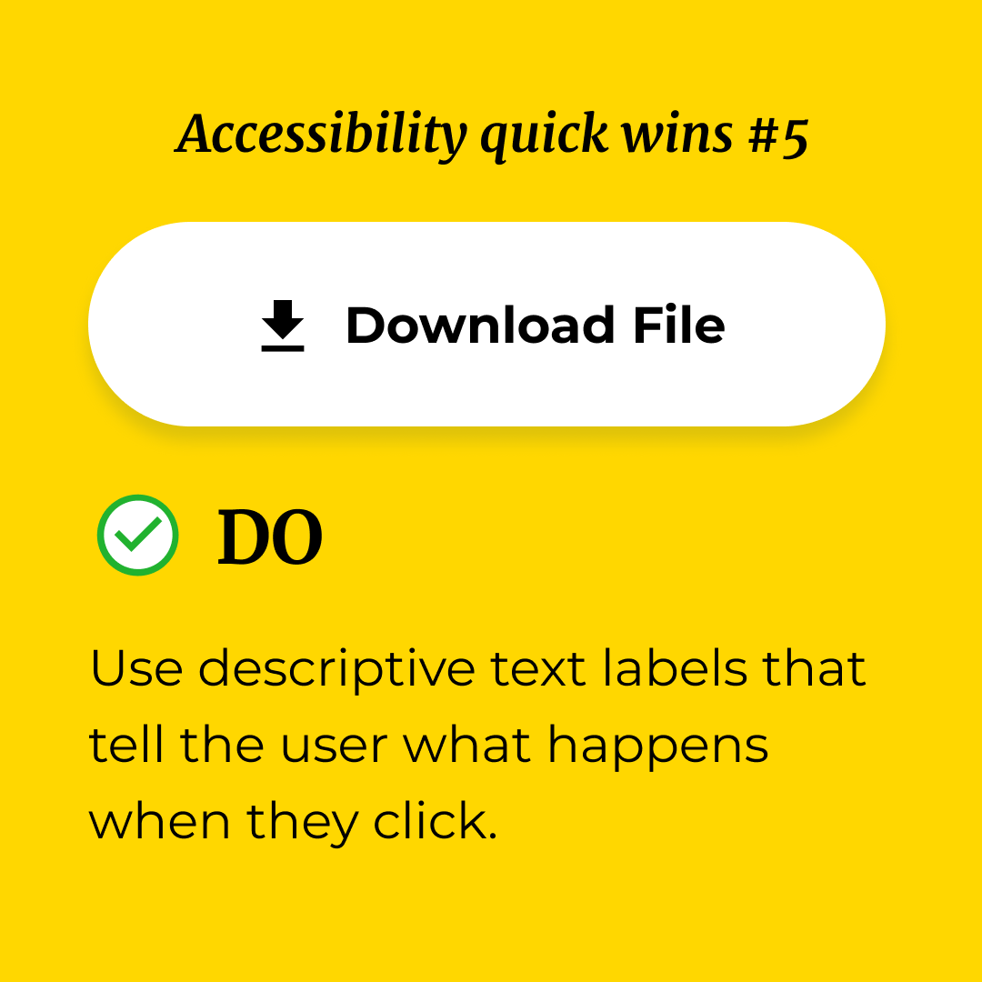 Eficode's tweet photo. Our fourth accessibility tip shows how you can correctly create a button. Can you find a mistake in this button? Scroll to see the right answer!

#accessibility #accessibleservices #ux #uxdesign #digitalaccessibility https://t.co/3lHVqUd0sh