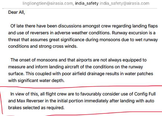 flyingamit's tweet photo. #AirAsiaIndia Operations head overrule Safety for Landing Flap &amp; extra fuel. Safety unambiguously states Higher Landing Flap selected &amp; Extra Fuel uplifted for threat of adverse weather rain, wet runway.#FEDEX #Mumbai Overrun CEO's &amp;bonus is Ops driven @flyingbeast320 @DGCAIndia https://t.co/P9sf4llk7F
