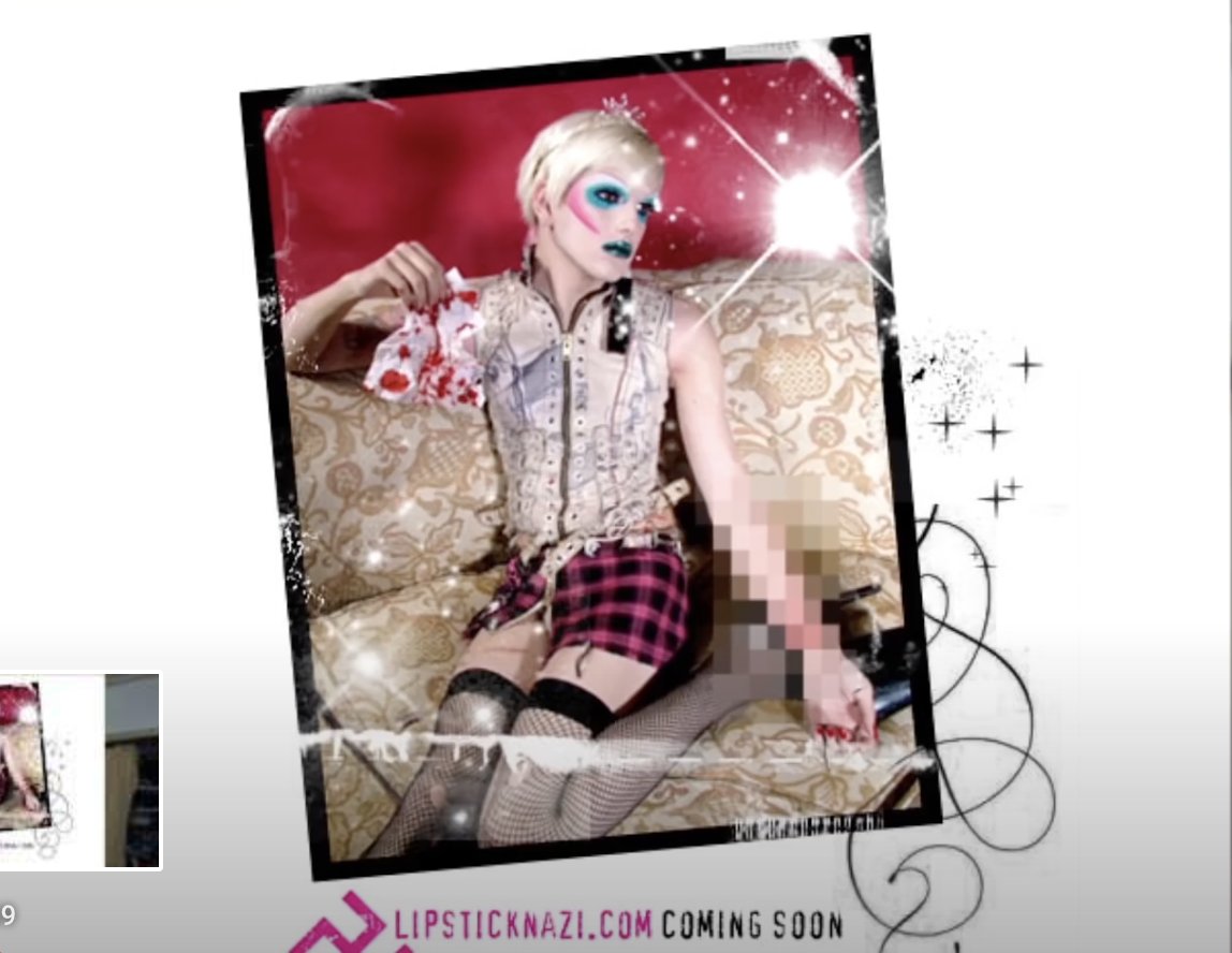 tw: a*ti s*mitism, s*lf h*rmjeffree star had a website called "lipstick n*zi" and it featured a s*astika logo and photos of s*lf-h*rm