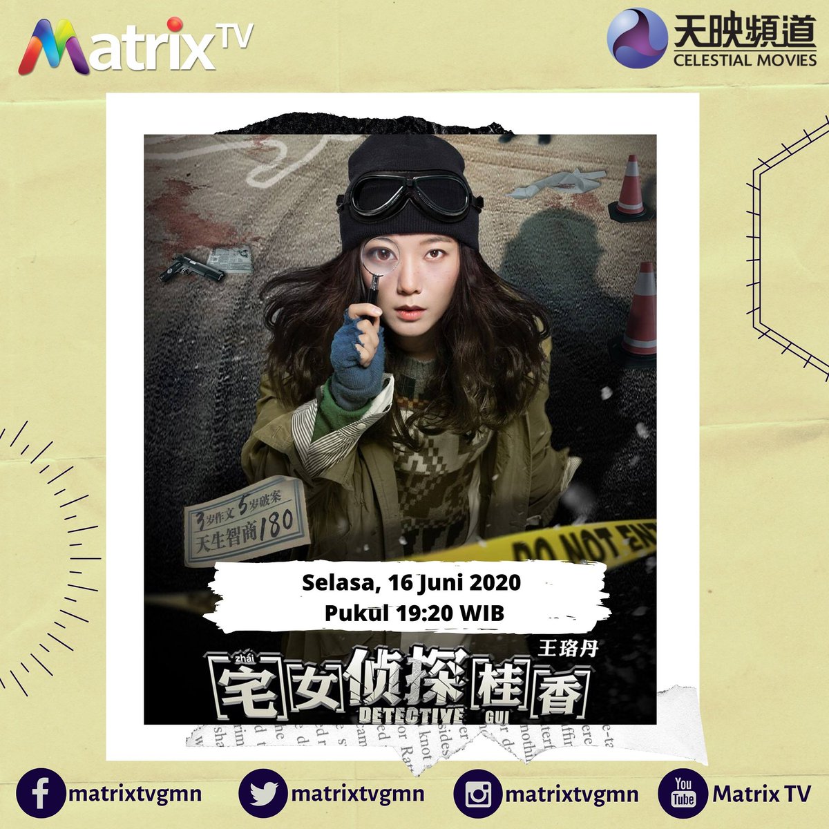 Saksikan Detective Gui di channel Celestial Movie di Matrix ⠀
Selasa, 16 Juni 2020 ⠀
Pukul 19:20 WIB ⠀
--⠀
--⠀
Matrix TV, TV Pilihan Keluarga !!!⠀
Jadwal dapat berubah sewaktu-waktu ⠀
#matrixtv  #matrixtvsatelit #celestialmovie