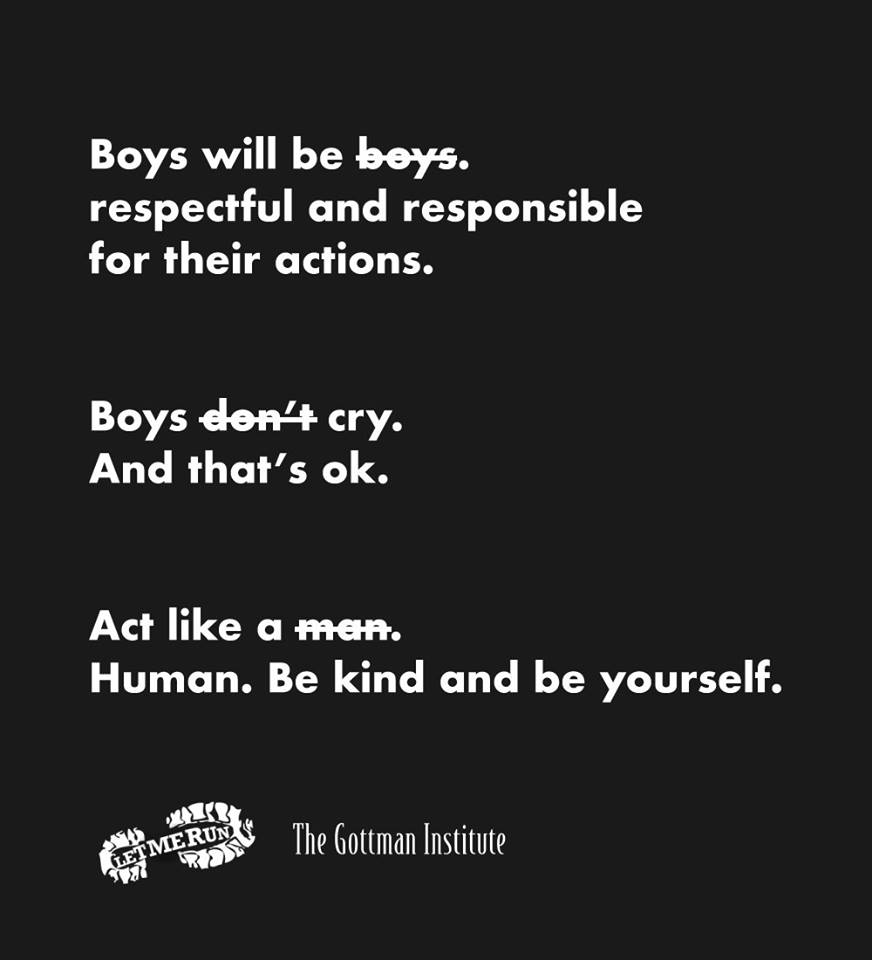 Gender stereotypes hurt us all.
Act like a ... human.

Vision: a world where sexuality is expressed and enjoyed in freedom, equality, respect and love.

#ChallengeStereotypes #BeHuman #MenCry