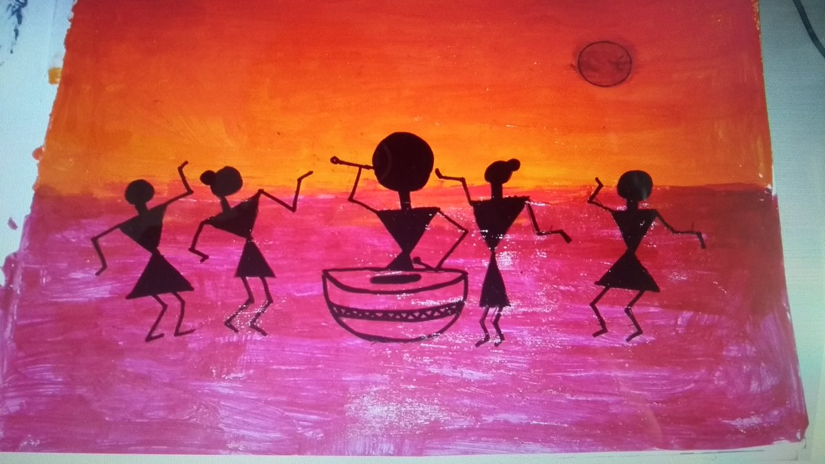 ruksi62's tweet photo. Yr.5 inspired by the simple Warli paintings from an indigenous tribe from Western India.Use of geometric designs such as triangles, circles, squares, are used to depict figures .PBL Around the world
#gemsinitogether
#twsartrocks
@HeadmasterCarl
@TwsVijaya
@ChandaUpreti26 https://t.co/qoron0Z72Q