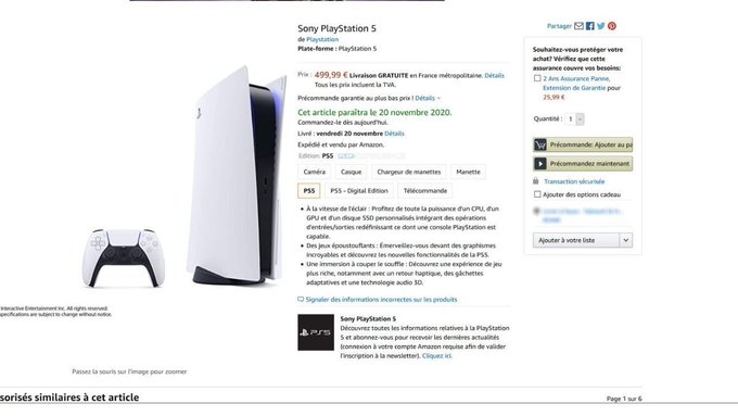 Ps5 price on sale on amazon