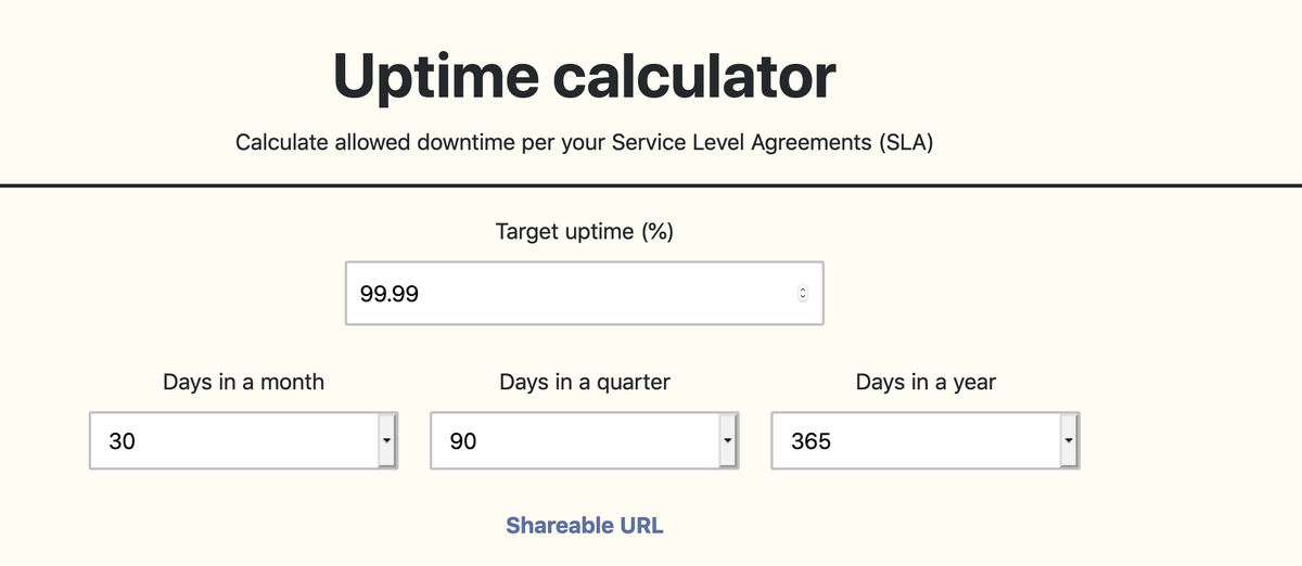 pascal_martin's tweet photo. Vous voulez savoir combien de downtime par jour, semaine, mois et année vous pouvez vous permettre, en fonction de votre taux de disponibilité cible ? Cette calculatrice par @tryhexadecimal vous aidera ;-) — https://t.co/xYwz5nsL64 https://t.co/6mH4tTX1tJ