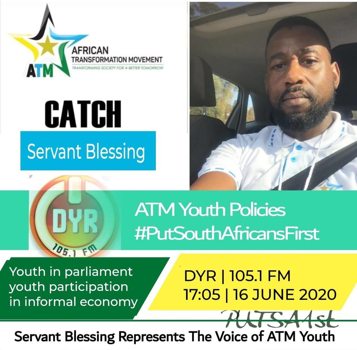 ATMovement_SA's tweet photo. [ALERT]

Servant @KunakaBlessing takes on #YouthDay for the youth in 2020. 

#PutSouthAfricansFirst #YouthDay2020 https://t.co/ohRAa2EyN2