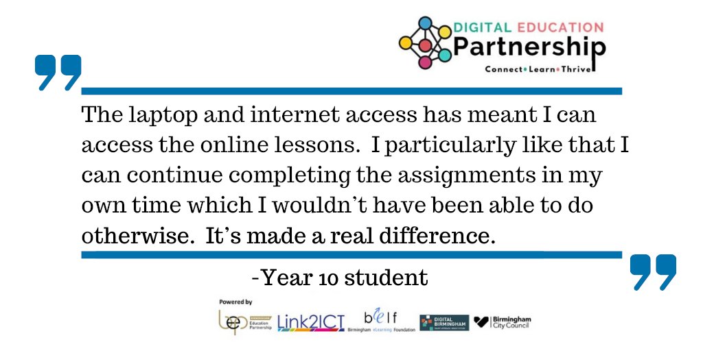 #DEPBrum, is getting devices and connectivity to children that need it most in this time. But in order to do this, we are reliant on donations to keep helping and supporting. If you can donate, head to the BEP website for the details: bep.education/hometechcanyou…
#FairChanceToFlourish