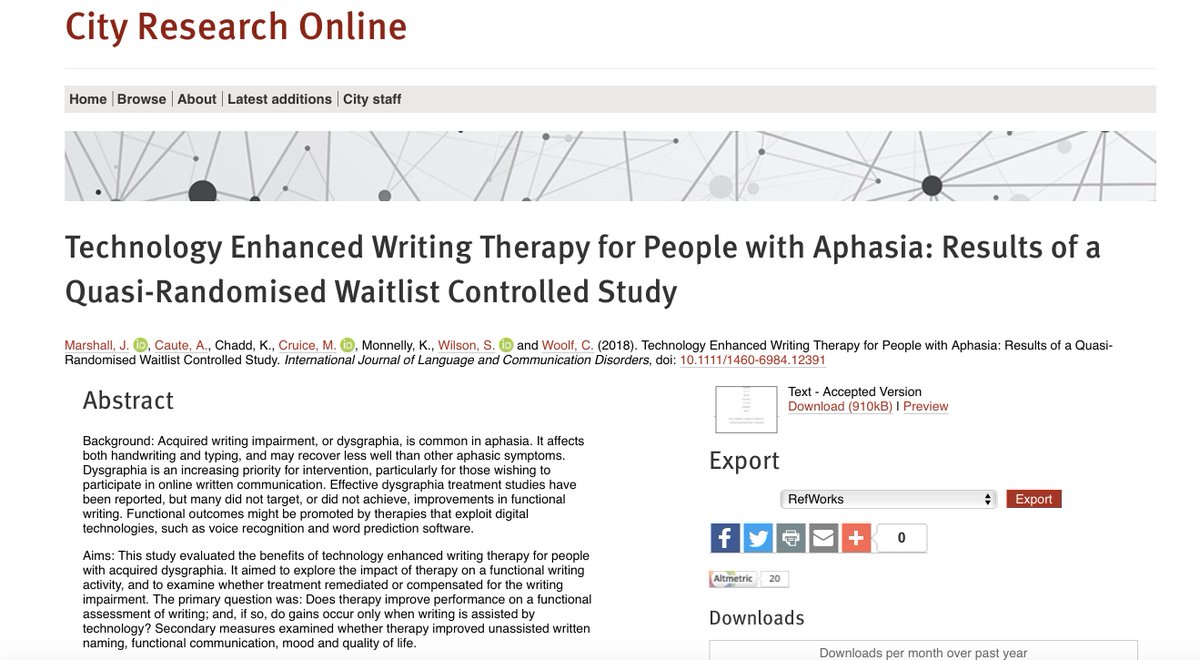 _CityAccess's tweet image. 📚Research: mainstream digital technologies, such as speech to text software, can be used in therapy to compensate for writing impairments. Gains were shown on a functional task after 12hrs of treatment
Full paper: openaccess.city.ac.uk/id/eprint/1980…

#aphasia #JuneAphasiaAware #SLT #SLT2B