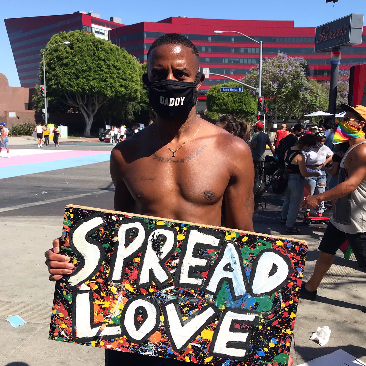 DigitalLA's tweet photo. All Black Lives Matter March celebrated LGBTQ Pride. Surprise appearances by Common and Megan Thee Trainer, whose song Savage is top on TikTok. See our March pics https://t.co/XhThzu5h05 #ABLMLA https://t.co/AeAuhvHTEr