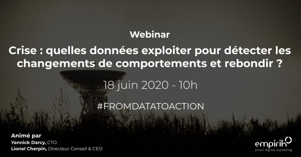 🔮 Le “monde d’après” sera t-il si différent du “monde d’avant” ? 
On ne sait pas mais on croit à la force de la donnée digitale comme outil d’intelligence économique.

⏱ Webinar avec 3 cas pratiques : Jeudi 18 juin à 10h ou en replay.

👉 Inscription : bit.ly/2UNimay