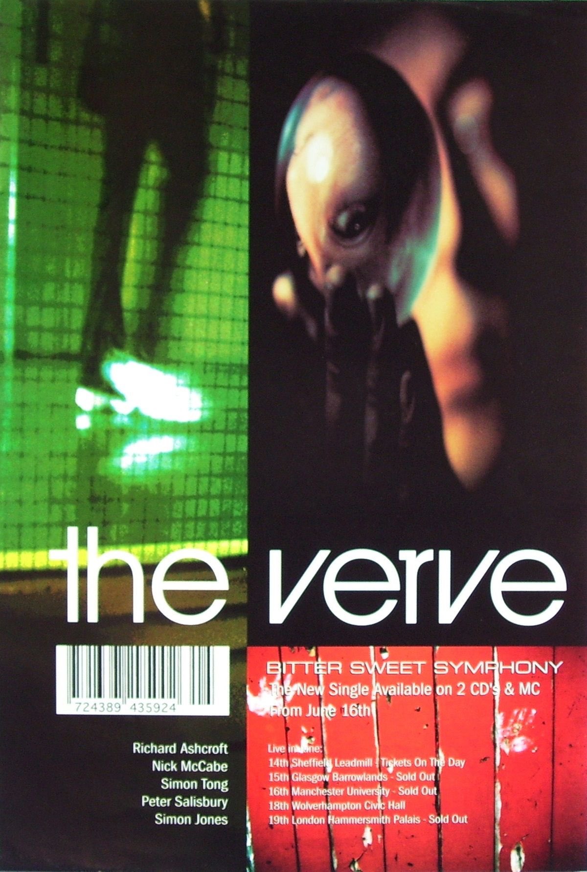 Star Shaped On This Day 16th June 1997 The Verve Returned With The Humongous Single Bitter Sweet Symphony The Single Had An Iconic Video Filmed On Hoxton Street London And