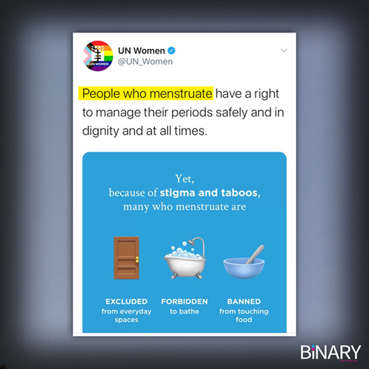 weimers's tweet photo. Should UN Women not change its name to UN People who Menstruate? https://t.co/ssKjg80Ppa