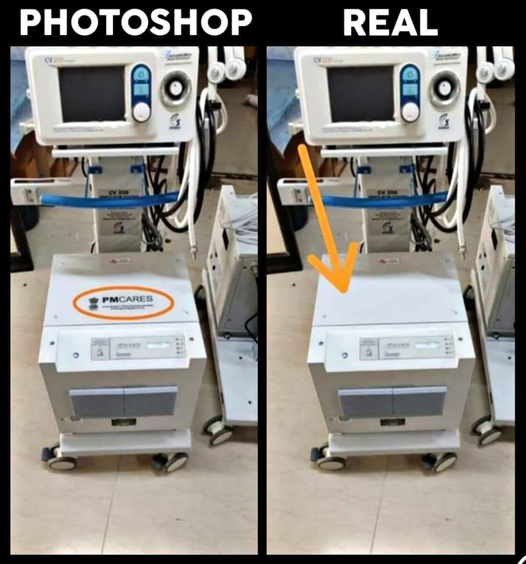 DeekshaNRaut's tweet photo. All the fuss created over 1 ventilator with “photoshopped sticker” tells you the level of venomous lies BJP is ready to spew, to keep the cloak of unaccountability on #PMCaresFund.
#OneNationOneVentilator
#ModiBetrayedIndia
#ModiHaiTohMumkinHai
#bjpfailedindia https://t.co/36HrJS2uri