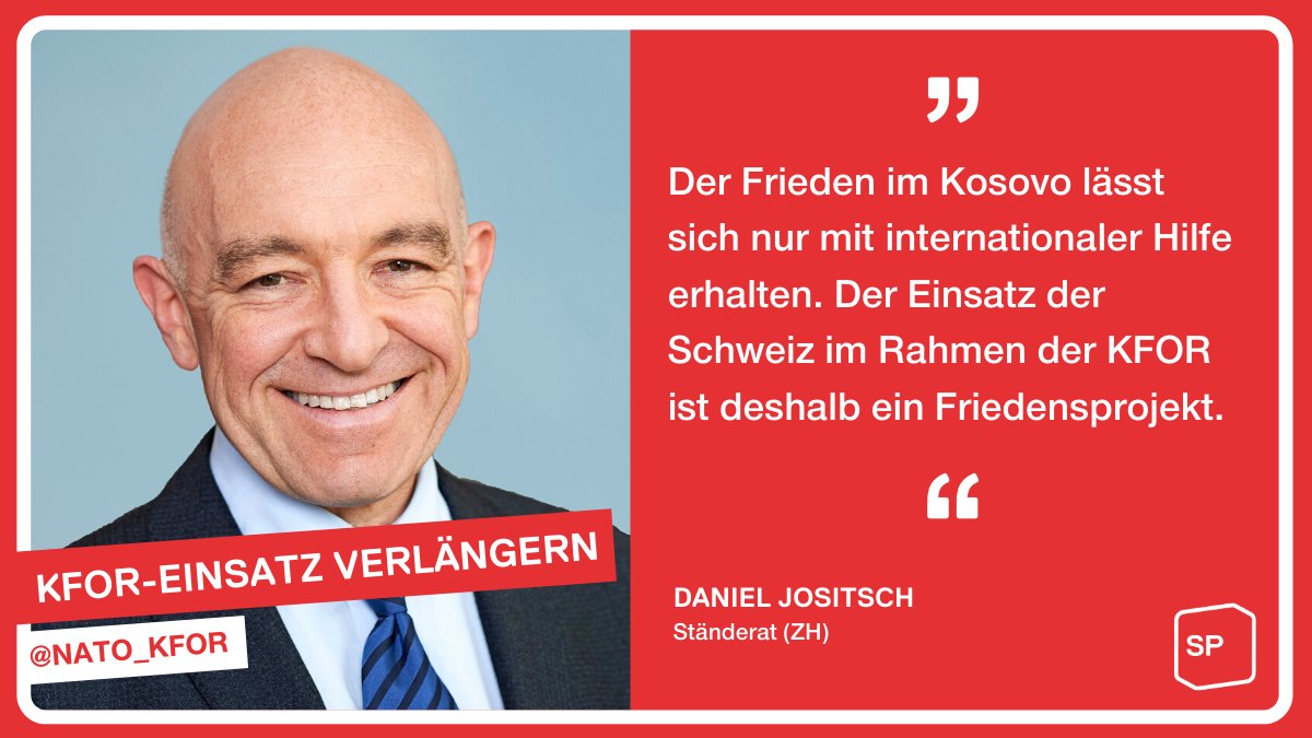 Für die Gewährleistung des Friedens im #Kosovo brauche es den Einsatz der schweizerischen #KFOR-Truppen, sagt @danieljositsch. #Nationalrat #Sommersession @ParlCH @NATO_KFOR