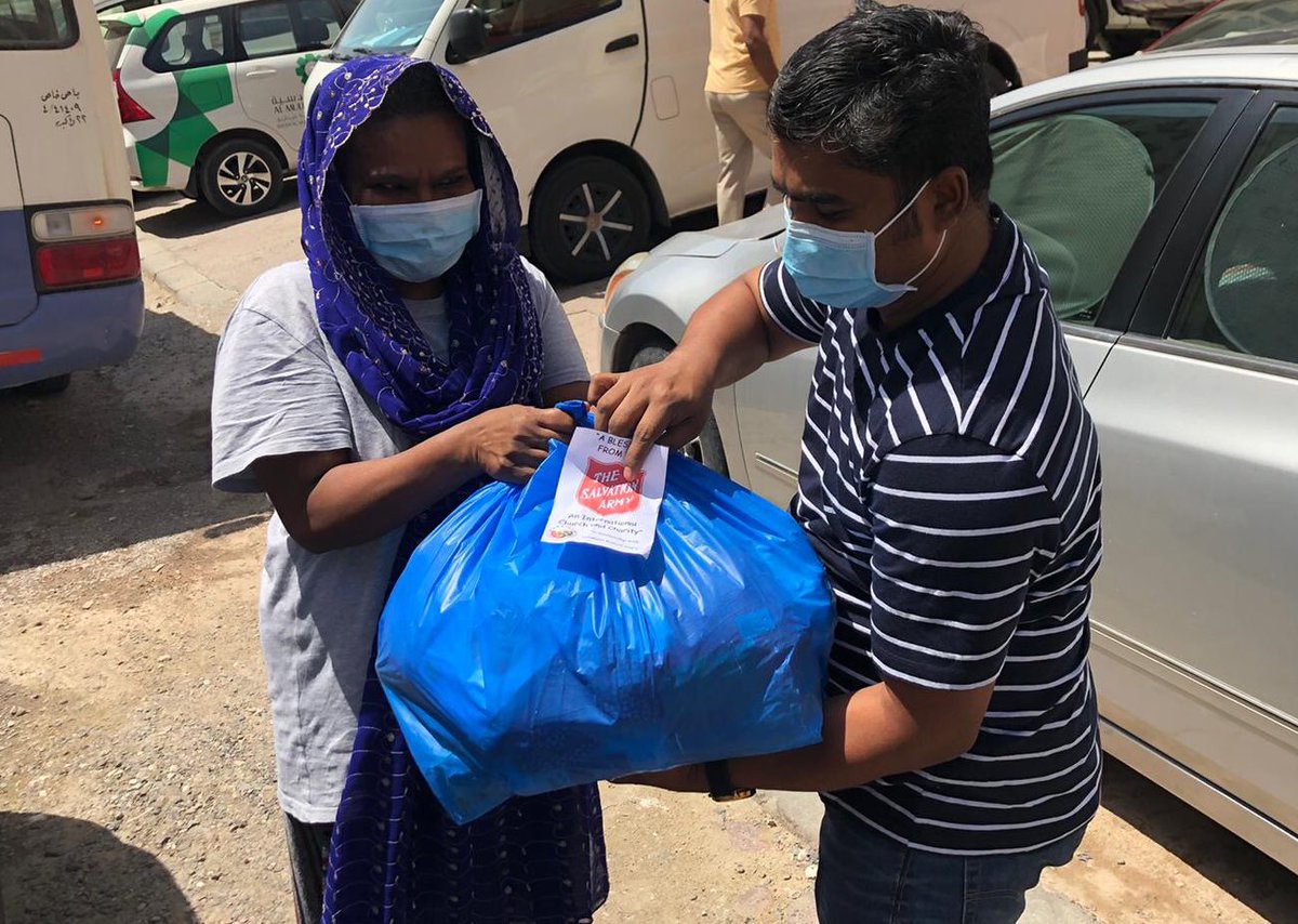 TSA_Projects's tweet photo. #WorldRefugeeDay is on 20 June. We are committed to ensure that displaced people are included in the #Covid19 response. In #Bahrain, #Kuwait & @UAE the #SalvationArmy supports migrant workers who have lost their income with food&hygiene items. Thank you #FrontLineHeroes & #SAWSO https://t.co/NS4I6stxFb