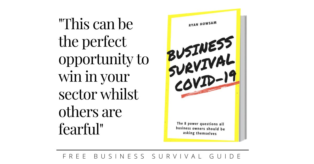 The perfect opportunity to win whilst others are fearful.

Use my free downloadable guide to get yourself and your business through this difficult time and sailing into 2021 with success.

ryanhowsam.com/business-survi…

#businesssurvival #freedownload #Covid19UK