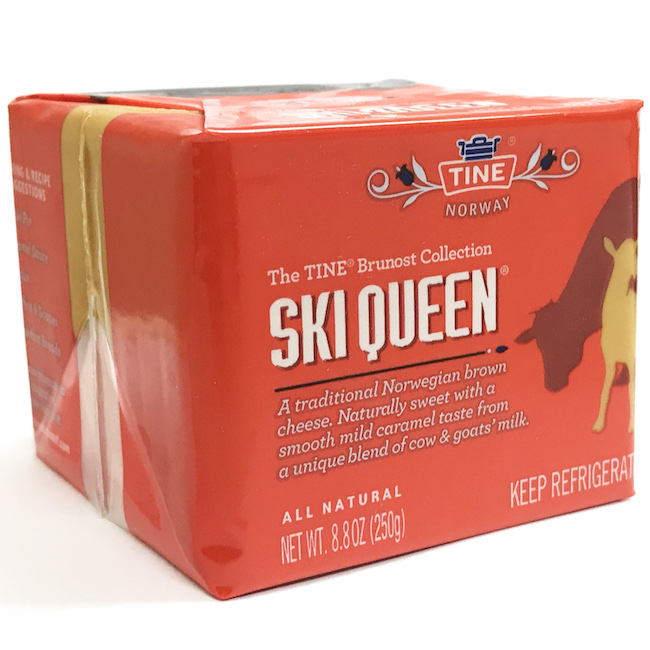 aquavitjapan's tweet photo. ノルウェーのゴートチーズ、SKI QUEENはキャラメルの味わい。なかなかクセになるチーズです。ブルーベリージャム、クイーンジャムを乗せても美味しい♪ https://t.co/UM9hYUrWyj #ゴートチーズ #SKIQUEEN #キャラメル味のチーズ https://t.co/W6zxrQ5i7D