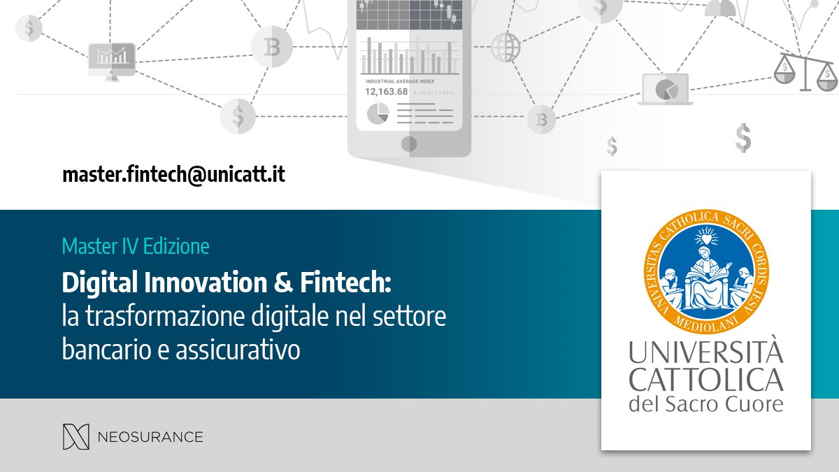Anche quest'anno Neosurance è partner del “Master in Digital Innovation &amp; FinTech: la trasformazione digitale nel settore bancario e assicurativo” organizzato da <a href="/CeTIF1/">CeTIF</a> - <a href="/Unicatt/">Università Cattolica</a>. Neosurance parteciperà con testimonianze in aula e internship in azienda. bit.ly/3ej6Qfb
