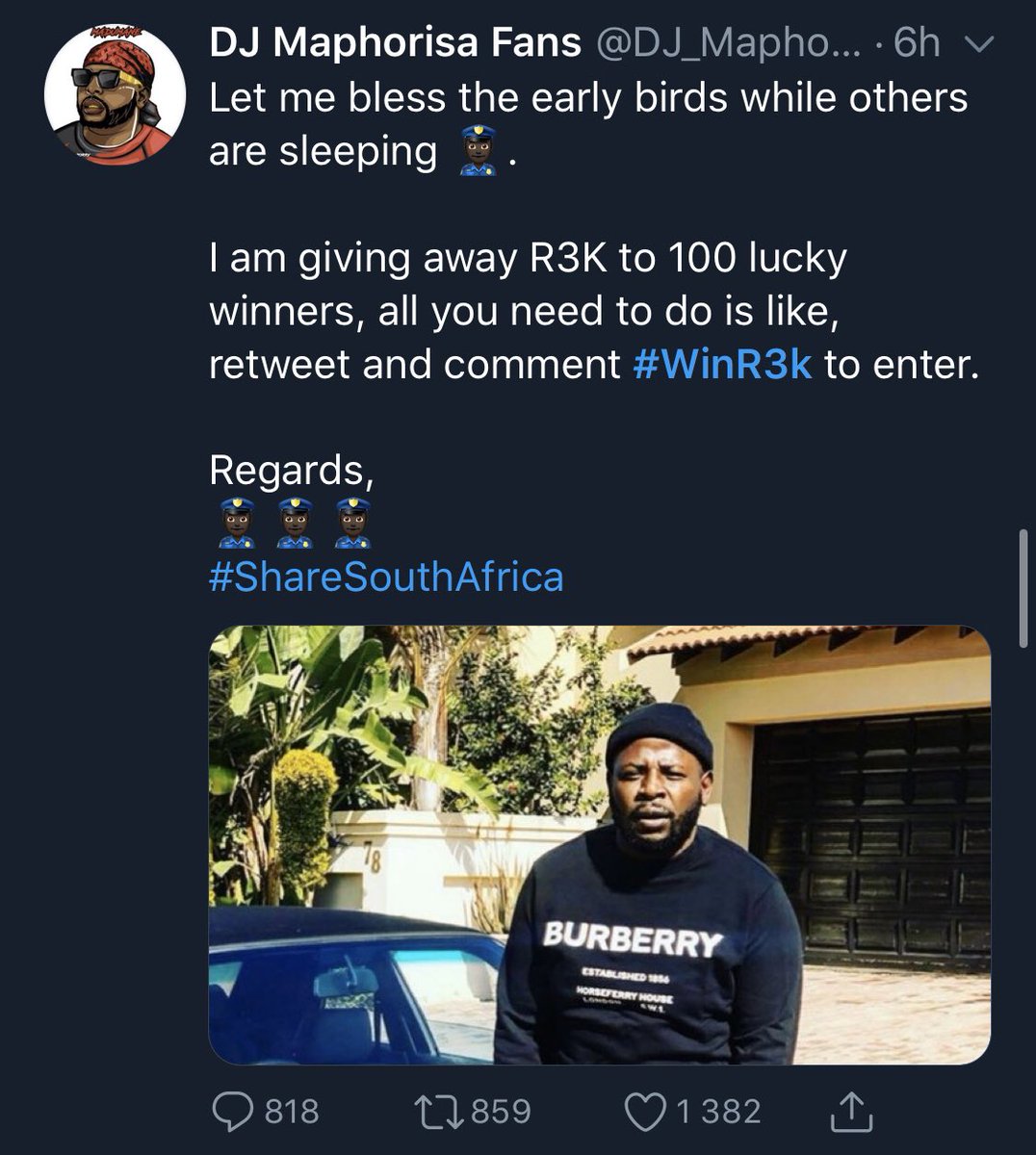 DjMaphorisa's tweet photo. Iam not involved here #WinR3k u on ur own 

@DJ_Maphorisa_ ke scam i repeat KE SCAM 🚫📵❗️❗️❗️❗️❗️ https://t.co/T83onAB4e0