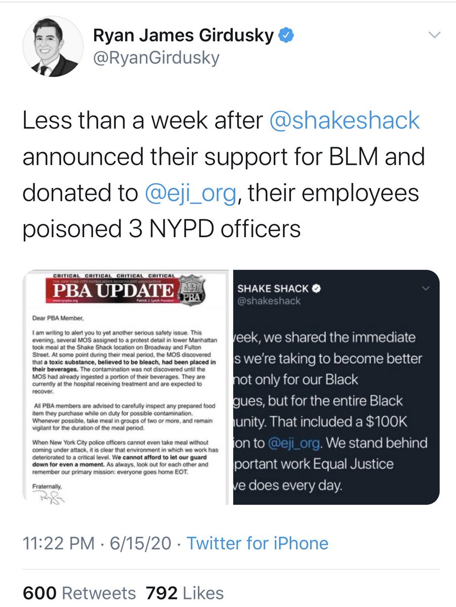 Meanwhile, the unsubstantiated allegations about Shake Shack are already being used as propaganda to smear BLM and “evil liberals”.