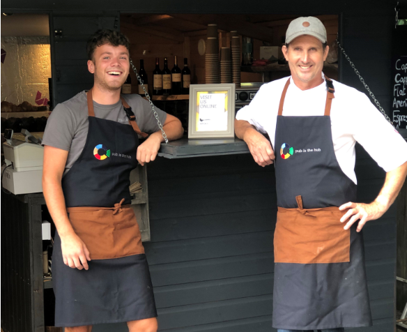 PubistheHub_uk's tweet photo. Great to see the guys that we have supported with funding from the #CommunityServicesFund for their farm shop and cafe wearing our snazzy new aprons! Read about it here:
https://t.co/Wz38VsnQTi https://t.co/g7Jrv3bxPX