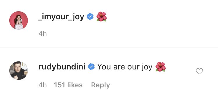 137. Rudy Bundini (American fashion model and former boxing heavyweight champion) commented on Joy’s ig post.”You are our Joy”