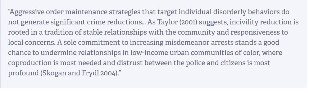 PROBLEM POLICE Zero Tolerance policing undermines trust and cooperation between police and citizens in low-income urban communities of color. Reject Zero Tolerance policing strategies. See   https://www.rand.org/pubs/tools/TL261/better-policing-toolkit/all-strategies/zero-tolerance/in-depth.html