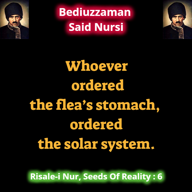 CollectionNursi's tweet photo. Whoever ordered the flea’s stomach, ordered the solar system. #SeedsOfReality https://t.co/zMTJhuuUpR
