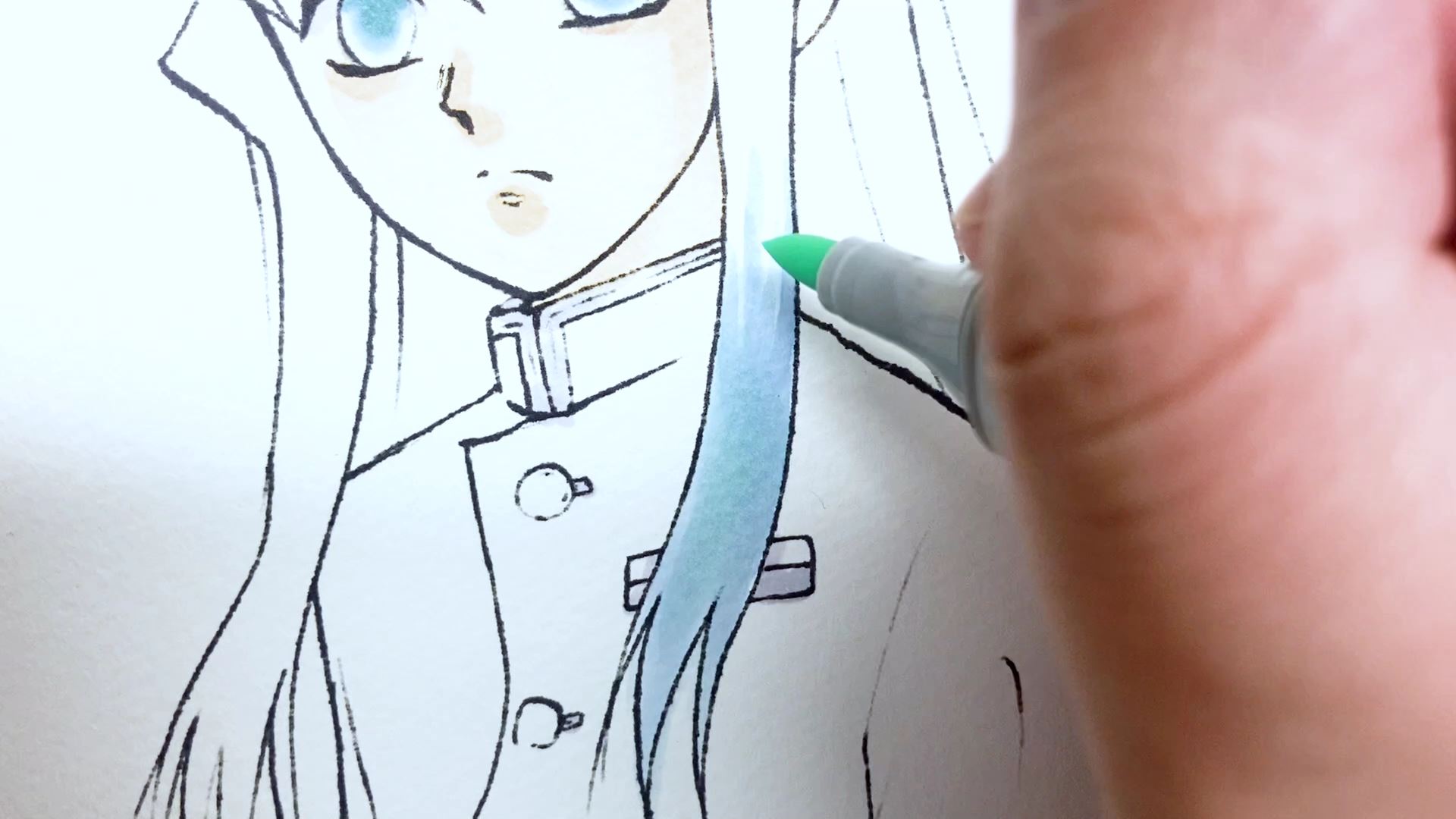 Sai 無一郎にコピックで色を塗ってみました 使ったコピックの色番号 髪 B91 Bg10 隊服 Bg75 C5 C7 Bgベースに試行錯誤 なかなか無一郎の髪にしっくりくる色が作れなかったのでまた近いうちにリベンジします 鬼滅の刃イラスト 時透無