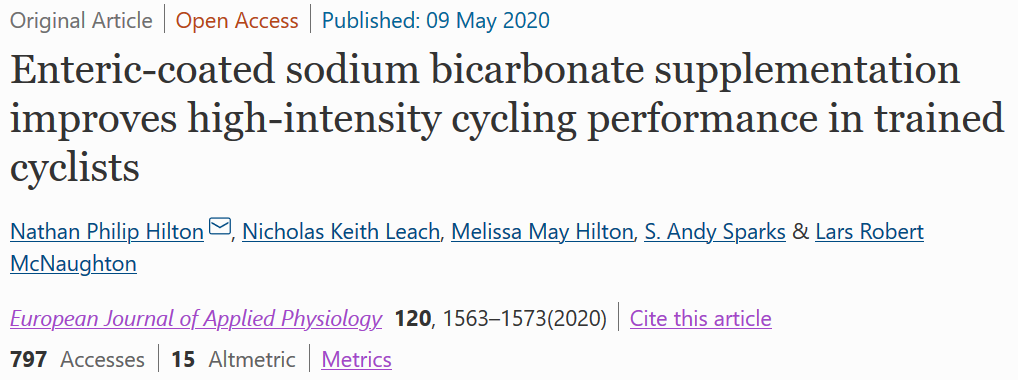 Nice to see our recent EJAP paper on enteric-coated sodium bicarb and 4 km TT cycling performance in July's edition: rdcu.be/b4WuY @HiltonNathan <a href="/Mel_Hilt/">Melissa Hilton</a> <a href="/nickleach666/">nicholas leach</a>