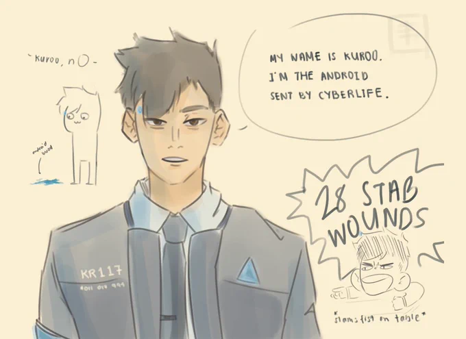 warmup sketch (???) before continuing some zine stuff ? today i offer kuroo as an android because its been too long since we saw him pspspsps 