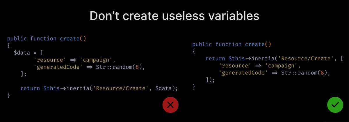  Don't create variables when you can just pass the value directly.