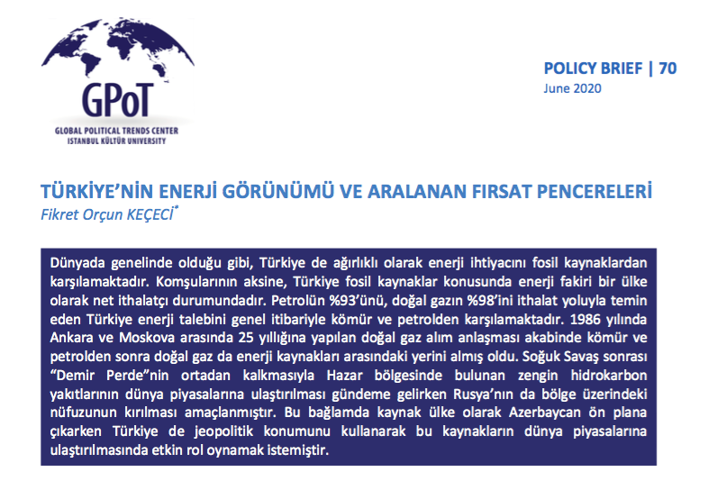 Policy Brief | Fikret Orçun Keçeci (<a href="/OrcunKececi/">Orçun Keçeci</a>)

📌 Türkiye'nin Enerji Görünümü ve Aralanan Fırsat Pencereleri

Yazının tamamına ulaşmak için tıklayınız: gpotcenter.org/sites/default/…