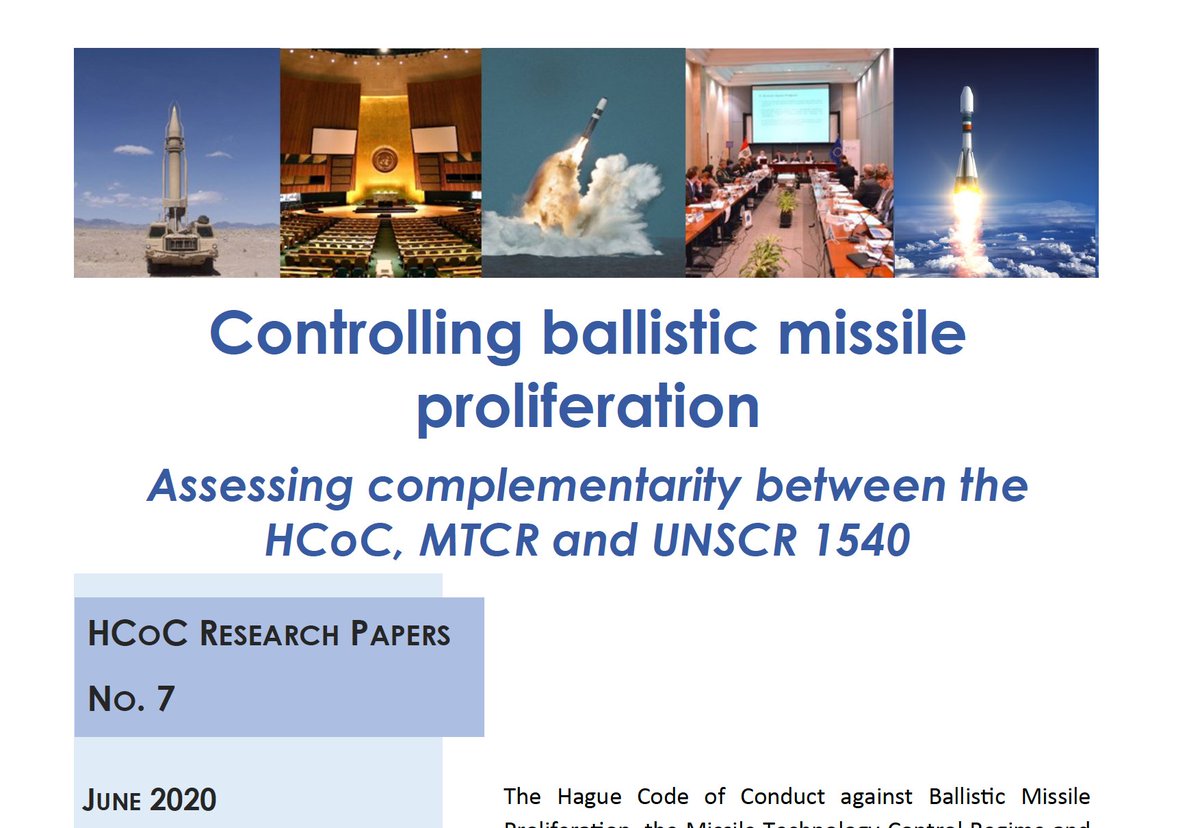 #Publication 🔴⚪️ A new HCoC Research Paper is out! 'Controlling ballistic missile proliferation'. In this paper,
@KoljaBrockmann explores in particular the complementarity between #HCoC, #MTCR and
#UNSC1540.

Read it here:
nonproliferation.eu/hcoc/controlli…